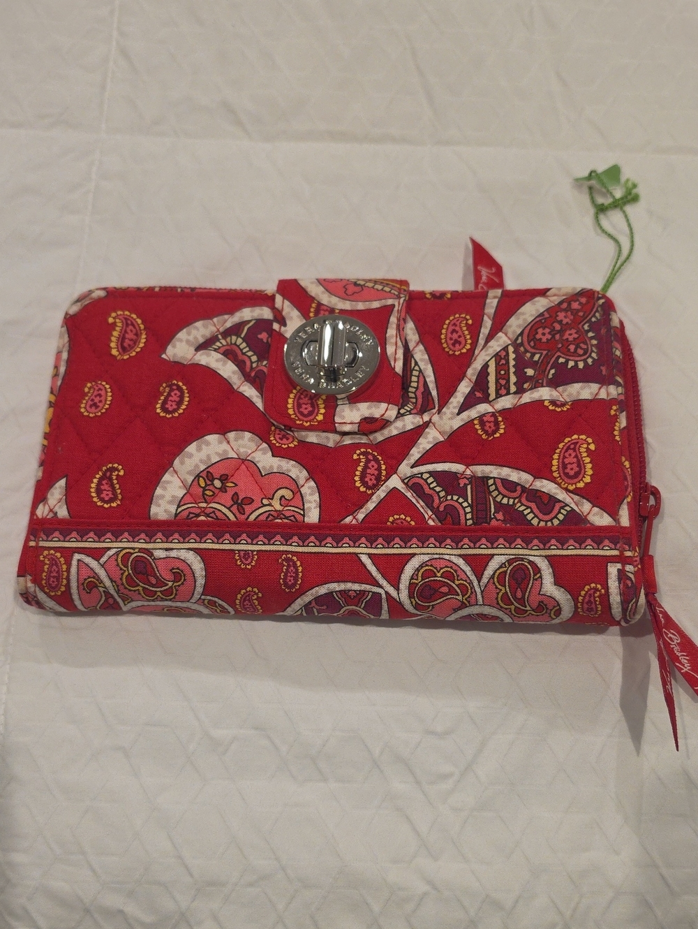 Vera Bradley Red Paisley Quilted Turn-Lock Wallet